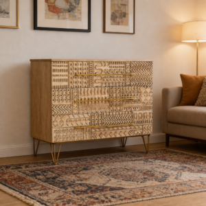 Chest of drawers The Craftology Hand Carved-Patchwork 3 Drawer Dresser