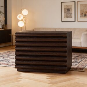 The Craftology Contemporary Ribbed Mango Wood Chest of Drawer