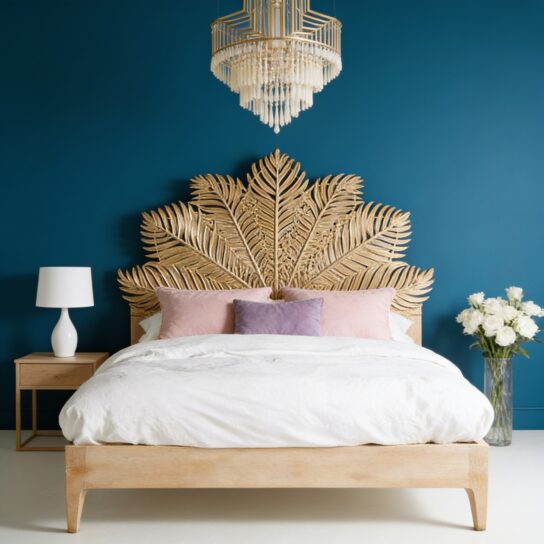 Carved Frond Bed – Handcrafted Solid Wood Bed by The Craftology
