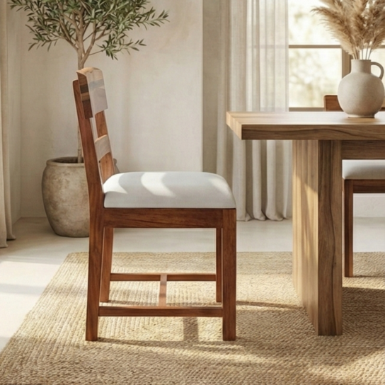 2 The Craftology Acacia Wood Dining Chair with Live Edge Backrest