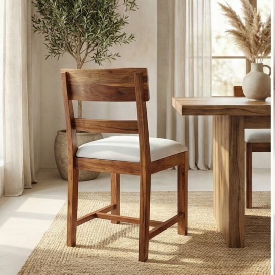3 The Craftology Acacia Wood Dining Chair with Live Edge Backrest