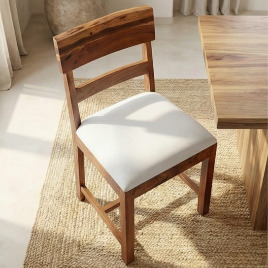 4 The Craftology Acacia Wood Dining Chair with Live Edge Backrest