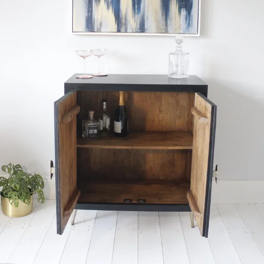 4 The Craftology Carving Wooden Sideboard In Black Finish