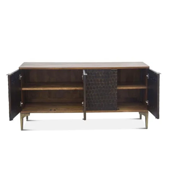 5 The Craftology Carving Wooden Sideboard In Honey Finish