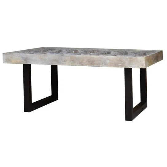 The Craftology carved wooden door dining table front view"