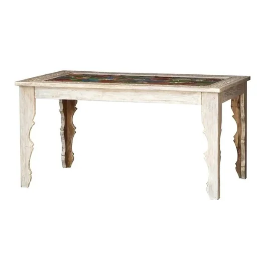The Craftology Hand Carved Floral Wood Dining Table