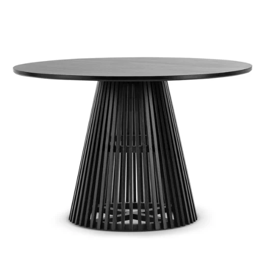 The Craftology modern round black dining table main view