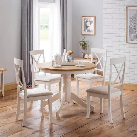 1 The Craftology Pedestal Dining Table With 4 Chair