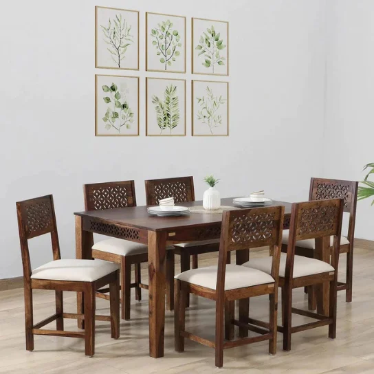 1 The Craftology Sheesham Wood 6-Seater Dining Table and Chairs