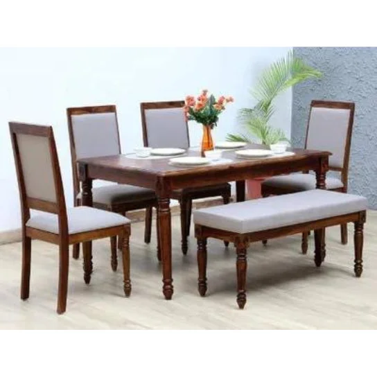 1 The Craftology Sheesham Wood 6-Seater Dining Table and Chairs