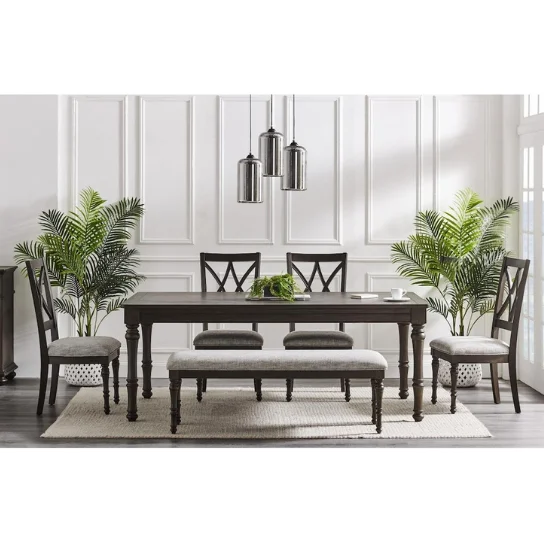 1 The Craftology Mango Wood 6-Seater Dining Table and Chairs