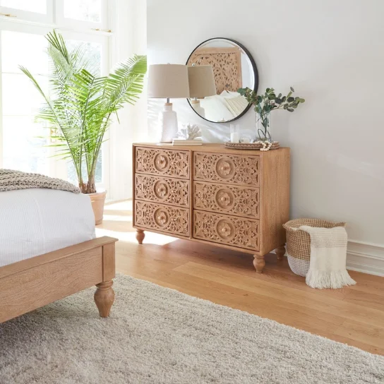 The Craftology Wooden Hand Carved Jodhpuri Drawer Chest
