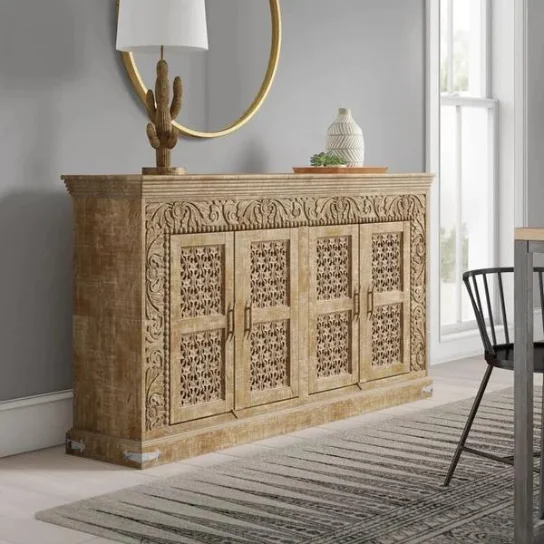 The Craftology Wooden Hand Carved Side Board