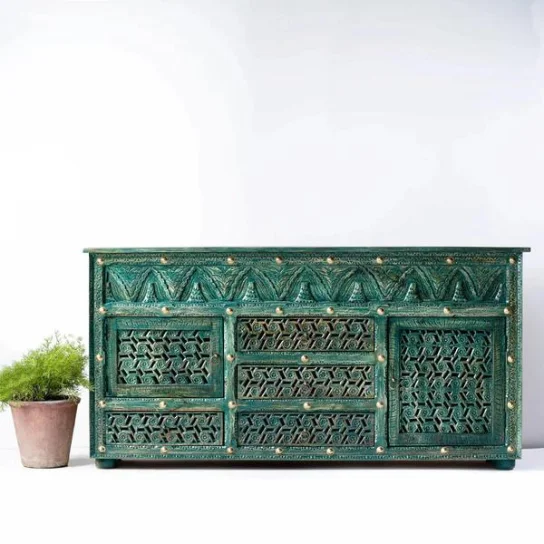 The Craftology 4 Door Hand Carved Cabinet