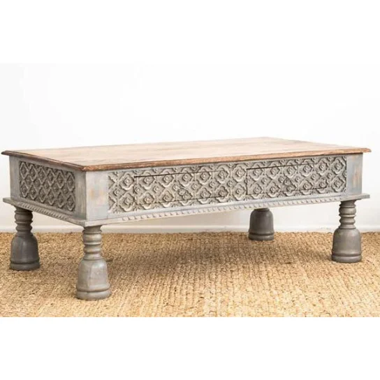 1 The Craftology Carving Coffee Table with 2 Drawers