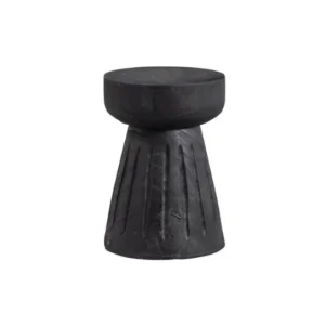 The Craftology Hand Carving Solid Wood Stool | Black Matte Finish