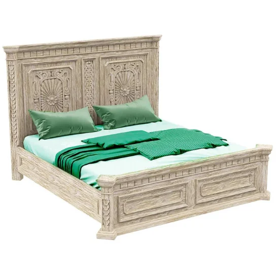 The Craftology White Wash Hand Craving Bed