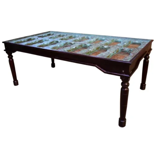 5 The Craftology Indian Door Dining Table with Glass Top