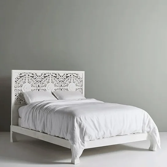 The Craftology Dynasty Hand Carved Wooden Bed Frame