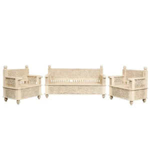 The Craftology Traditional Solid Wood Hand Carved Sofa Set
