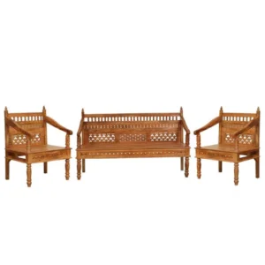 The Craftology Traditional Hand Carved Wood frame Sofa Set