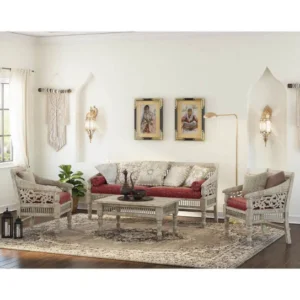 The Craftology Solid Wood Hand Carved 4 Piece Living Sofa Set