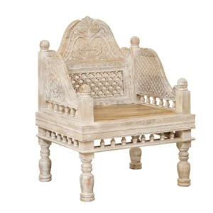The Craftology Farmhouse Hand Craved White Sofa Chair