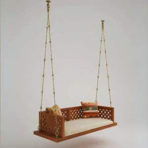 2 The Craftology Solid Wooden Brown 2 Seater Swing