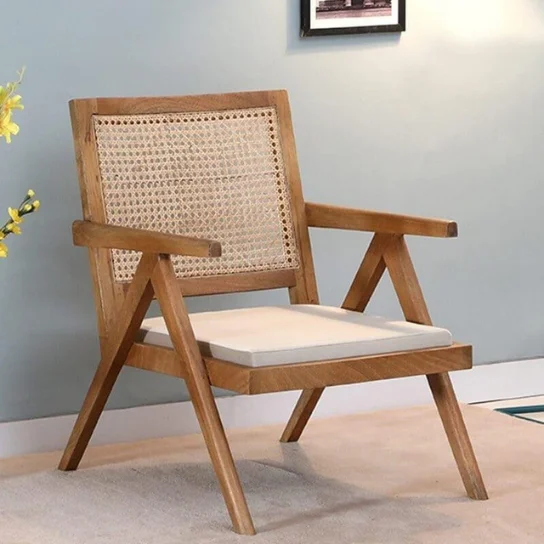 1 The Craftology Cane Mango Wood Chair In Natural Finish