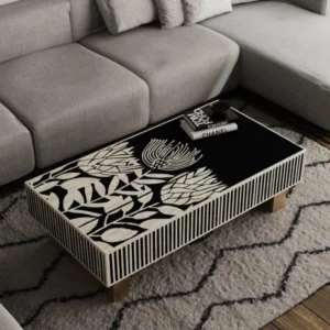1 The Craftology Black and White Floral Design Rectangular Coffee table