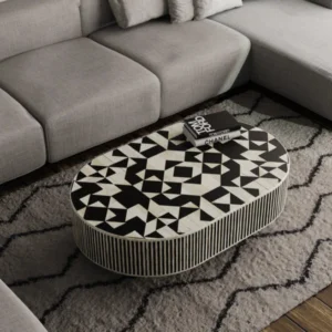 1 The Craftology Black and White Oval Design Coffee table