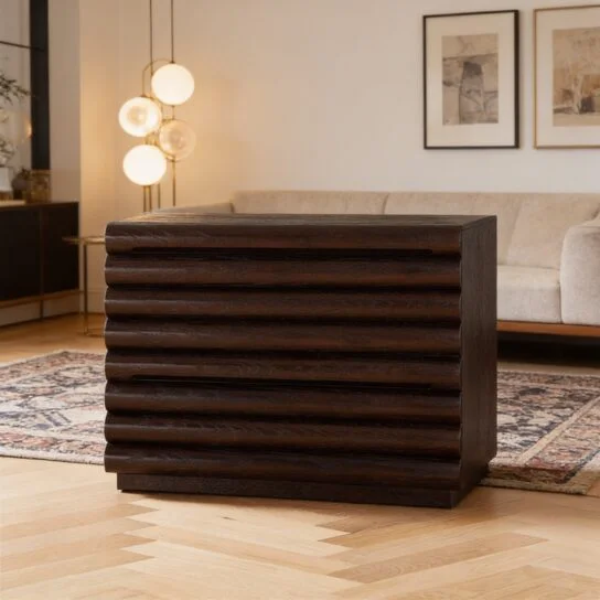 The Craftology Contemporary Ribbed Mango Wood Chest of Drawer