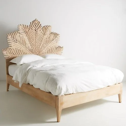 The Craftology Carved Wooden Bed | Handcrafted Frond Bed