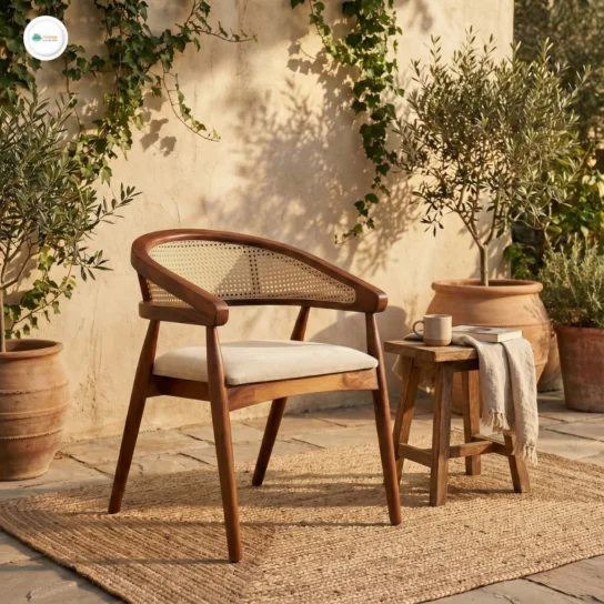 The Craftology Wooden Cane Accent Chair