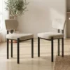 Iron cushion chair with upholstered seat and back on a black metal frame for modern interiors Set of 2