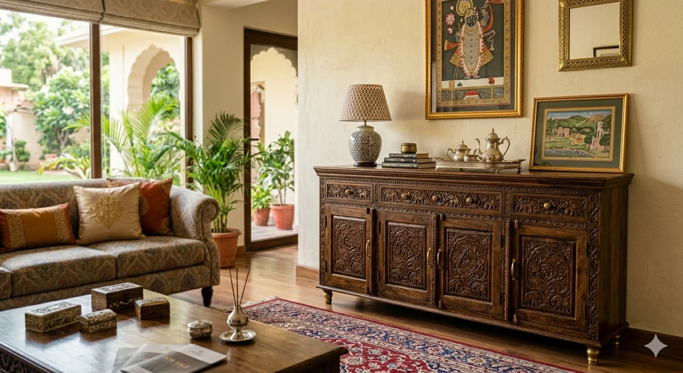 Buy Wooden Carving Sideboard .