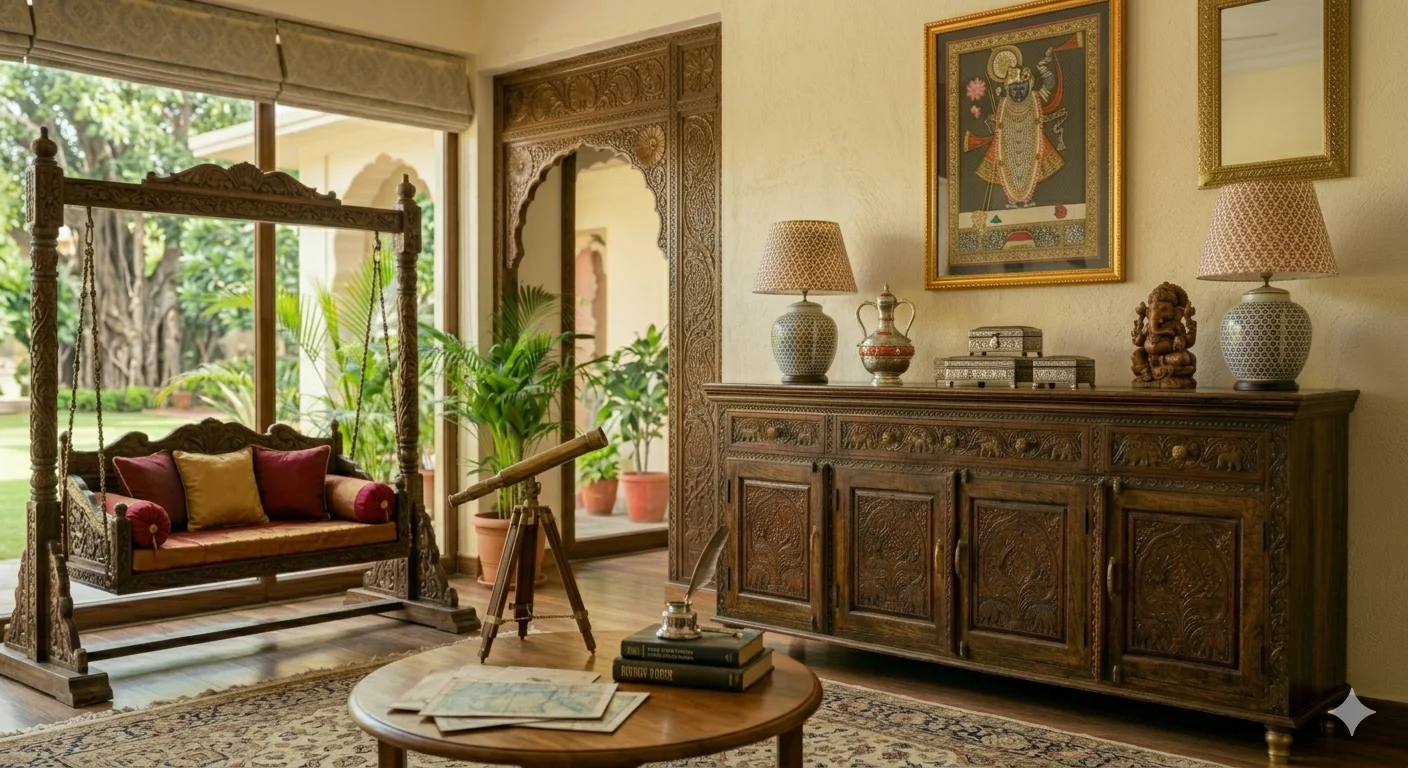 Traditional Wooden Carving Sideboard